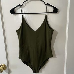 Fashion Nova Olive V-neck Bodysuit